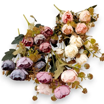 Mű fodros paeonia csokor 7 szál selyem 32 cm szemből