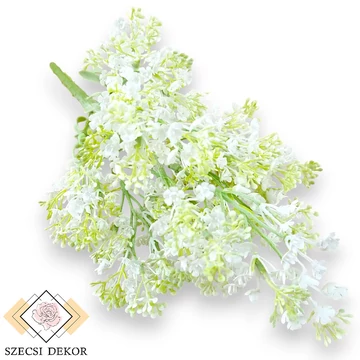 Mű zöld útszéli zsázsa csokor 7 szál 33 cm - fehér szemből