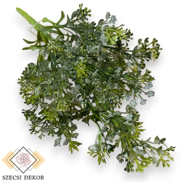 Mű zöld útszéli zsázsa csokor 7 szál 33 cm - sötétzöld szemből