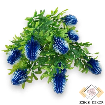 Mű zöld banksia serrata csokor 7 szál 38 cm - sötétkék szemből
