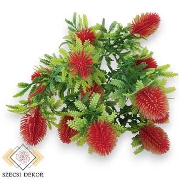 Mű zöld banksia serrata csokor 7 szál 38 cm - piros szemből