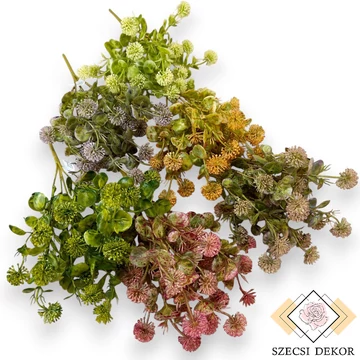 Mű zöld fehér here csokor 5 szál 33 cm szemből