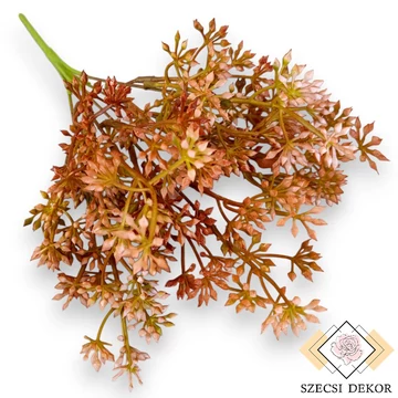 Mű zöld crassula multicava csokor bimbós 5 szál 33 cm - narancs szemből
