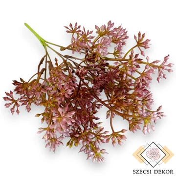 Mű zöld crassula multicava csokor bimbós 5 szál 33 cm - bíbor szemből