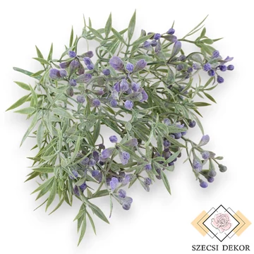 Mű zöld podocarpus elatus csokor 5 szál 32 cm - lila szemből