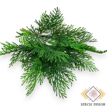 Mű zöld leyland-ciprus csokor 7 szál 40 cm - zöld szemből