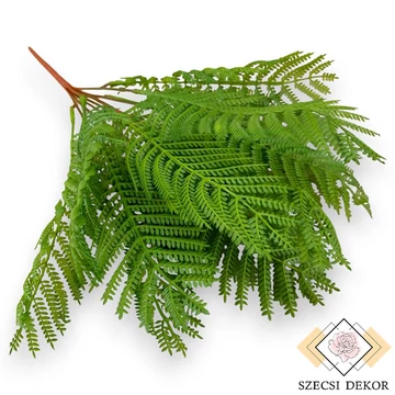 Mű mimózalevelű zsakaranda csokor 7 szál gumis 46 cm - zöld szemből