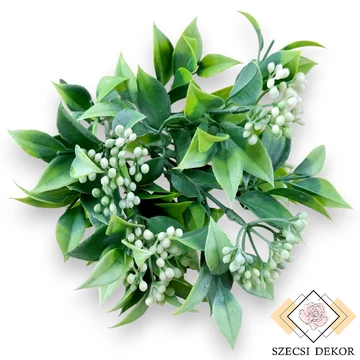 Mű zöld bimbós ruscus csokor 5 szál 30 cm - fehér szemből