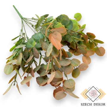 Mű zöld cissus rotundifolia csokor 7 szál 37 cm - narancs szemből