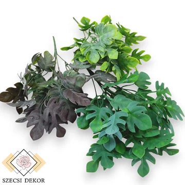 Mű zöld monstera minima csokor 5 szál 33 cm szemből
