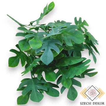Mű zöld monstera minima csokor 5 szál 33 cm - sötétzöld szemből