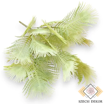 Mű zöld pávatoll csokor antik 5 szál 36 cm - törtfehér szemből