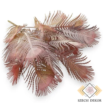 Mű zöld pávatoll csokor antik 5 szál 36 cm - mályva szemből