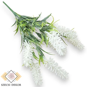 Mű zöld bugás veronika csokor 7 szál 34 cm - fehér szemből