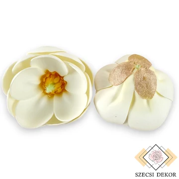 Mű magnólia csomag nyíló polifoam 8 cm 6 db - törtfehér szemből