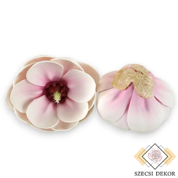 Mű magnólia csomag nyíló polifoam 8 cm 6 db - rózsaszín cirmos szemből