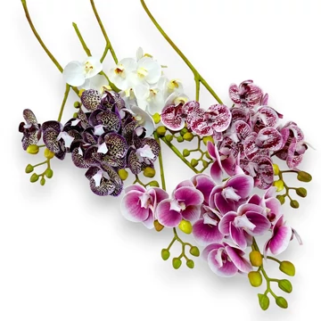 Mű lepke orchidea szál gumibevonatos kicsi 60 cm szemből