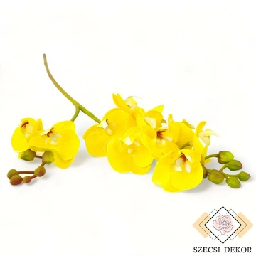 Mű lepke orchidea szál gumibevonatos kicsi 60 cm - sárga szemből