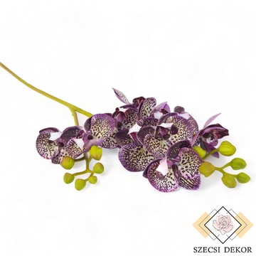 Mű lepke orchidea szál gumibevonatos kicsi 60 cm - lila szemből