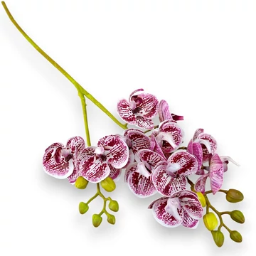 Mű lepke orchidea szál gumibevonatos kicsi 60 cm - bordó pöttyös szemből