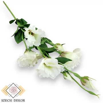 Mű liziantusz szál nagy selyem 83 cm - fehér-zöld szemből