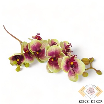 Mű lepke orchidea szál gumibevonatos közepes 68 cm - zöld szemből