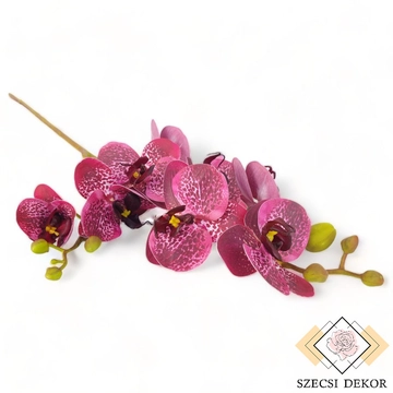 Mű lepke orchidea szál gumibevonatos közepes 68 cm - vörös szemből