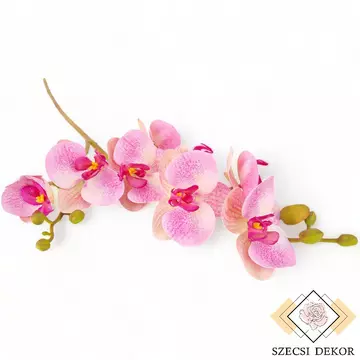 Mű lepke orchidea szál gumibevonatos közepes 68 cm - rózsaszín szemből