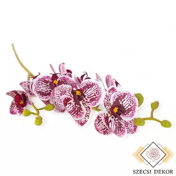 Mű lepke orchidea szál gumibevonatos közepes 68 cm -bordó pöttyös szemből