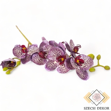 Mű lepke orchidea szál gumibevonatos közepes 68 cm - lila szemből