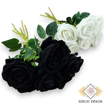 Mű bársony rózsa köteg 6 szál 48 cm szemből