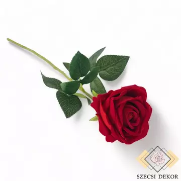 Mű bársony rózsaszál 49 cm - vörös szemből