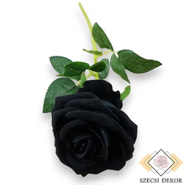 Mű bársony rózsaszál 48 cm - fekete szemből