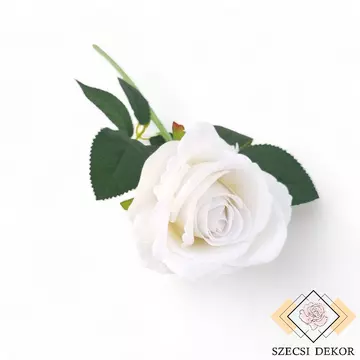 Mű bársony rózsaszál 51 cm - fehér szemből