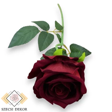 Mű bársony rózsaszál 50 cm - bordó szemből