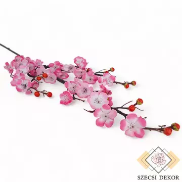 Mű selyem cseresznyevirág ág bimbókkal 95 cm - rózsaszín szemből