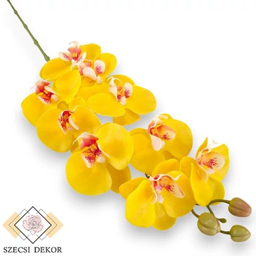 Mű gumibevonatos phalaenopsis szál 98 cm - sárga szemből