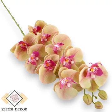 Mű gumibevonatos phalaenopsis szál 98 cm - olajzöld szemből