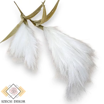 Mű pampafű szár levéllel 122 cm - fehér szemből