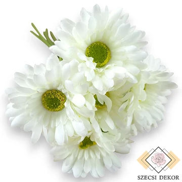 Mű gerbera köteg 6 szál selyem 43 cm - fehér szemből