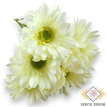 Mű gerbera köteg 6 szál selyem 43 cm - törtfehér szemből
