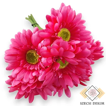 Mű gerbera köteg 6 szál selyem 43 cm - pink szemből