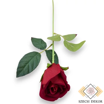 Mű illatos rózsa szál bársony 51 cm - bordó szemből