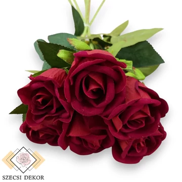 Mű illatos rózsa köteg 6 szál bársony 51 cm - bordó szemből