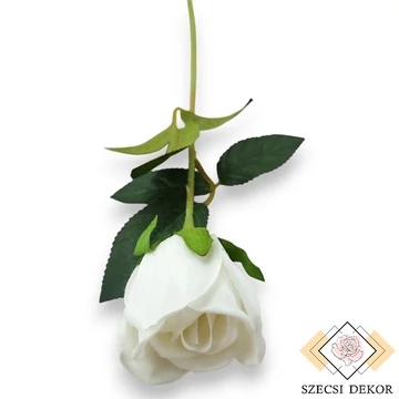 Mű illatos rózsa szál bársony 51 cm - törtfehér szemből