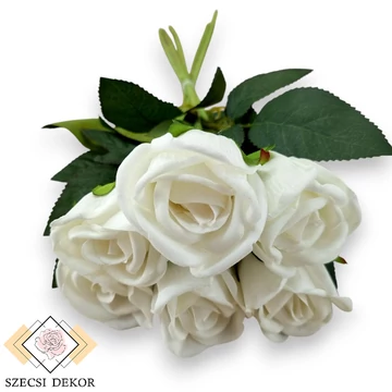 Mű illatos rózsa köteg 6 szál bársony 51 cm - törtfehér szemből