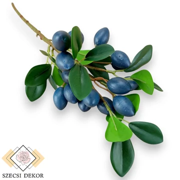 Mű kalamata olajbogyó ág hungarocell 48 cm - kék szemből