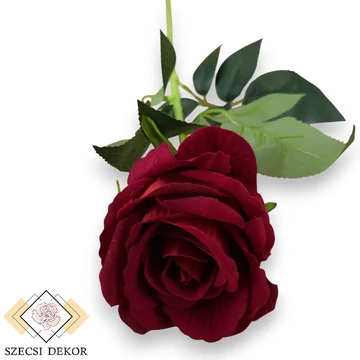 Mű bársony rózsaszál nagy 74 cm - bordó szemből