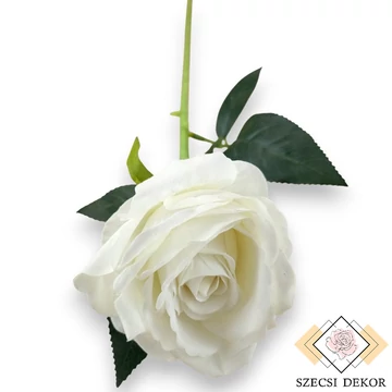 Mű bársony rózsaszál nagy 74 cm - törtfehér szemből