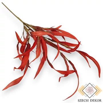 Mű eukaliptusz ág lándzsás közepes selyem 70 cm - piros szemből